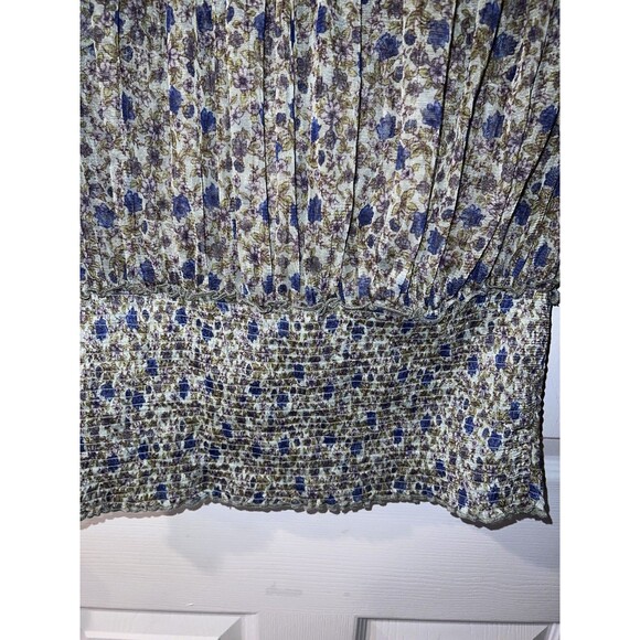 Free People Beatrice Top Womens L Floral Lace Smocked Lace Up Neckline Fairy - Picture 10 of 11